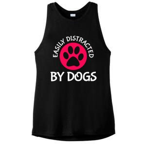 Easily Distracted By Dogs Ladies PosiCharge Tri-Blend Wicking Tank