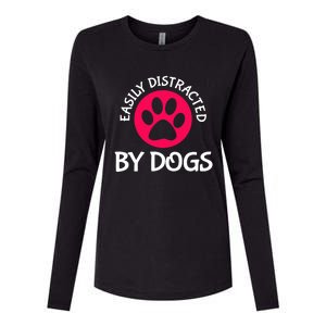 Easily Distracted By Dogs Womens Cotton Relaxed Long Sleeve T-Shirt