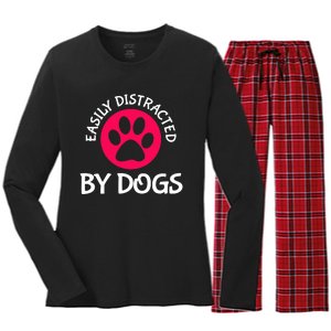 Easily Distracted By Dogs Women's Long Sleeve Flannel Pajama Set 