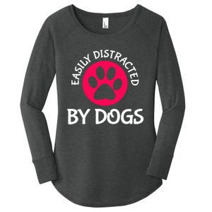 Easily Distracted By Dogs Women's Perfect Tri Tunic Long Sleeve Shirt