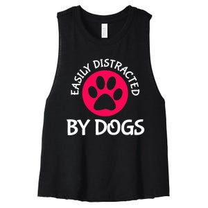 Easily Distracted By Dogs Women's Racerback Cropped Tank