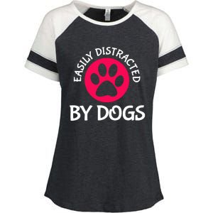 Easily Distracted By Dogs Enza Ladies Jersey Colorblock Tee