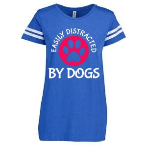 Easily Distracted By Dogs Enza Ladies Jersey Football T-Shirt