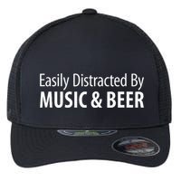 Easily Distracted By Music & Beer Flexfit Unipanel Trucker Cap