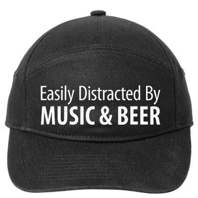 Easily Distracted By Music & Beer 7-Panel Snapback Hat