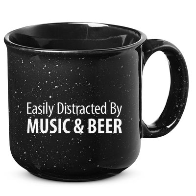 Easily Distracted By Music & Beer 15oz Campfire Ceramic Mug