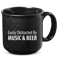 Easily Distracted By Music & Beer 15oz Campfire Ceramic Mug