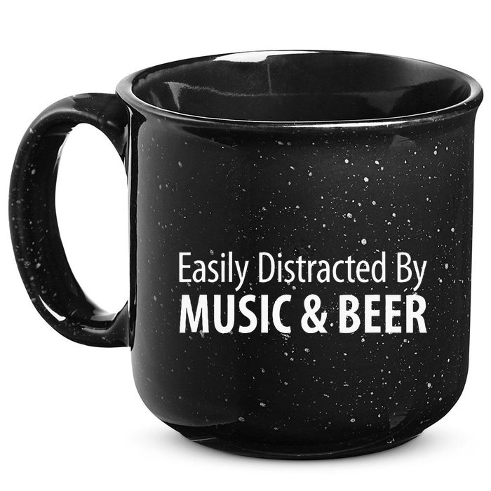 Easily Distracted By Music & Beer 15oz Campfire Ceramic Mug
