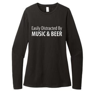 Easily Distracted By Music & Beer Womens CVC Long Sleeve Shirt