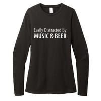 Easily Distracted By Music & Beer Womens CVC Long Sleeve Shirt