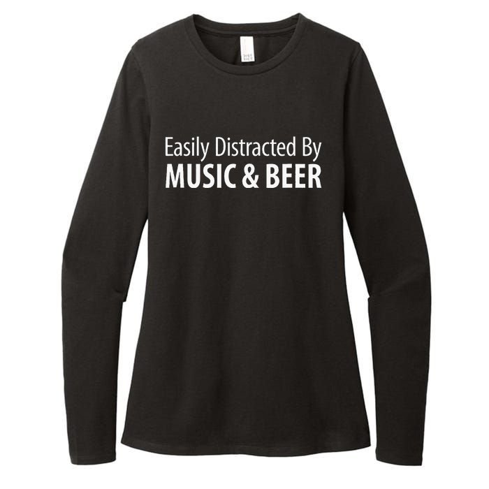 Easily Distracted By Music & Beer Womens CVC Long Sleeve Shirt