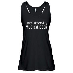 Easily Distracted By Music & Beer Ladies Essential Flowy Tank