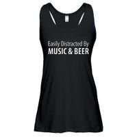 Easily Distracted By Music & Beer Ladies Essential Flowy Tank