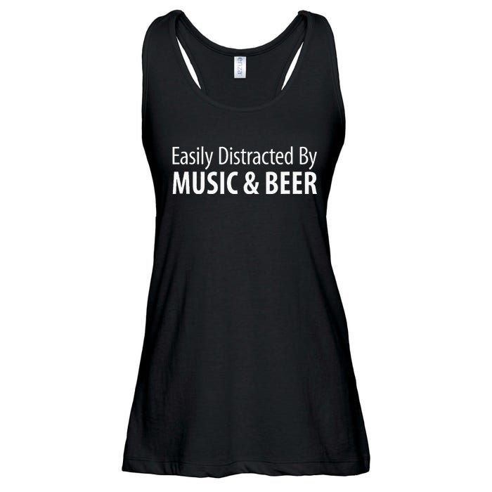 Easily Distracted By Music & Beer Ladies Essential Flowy Tank