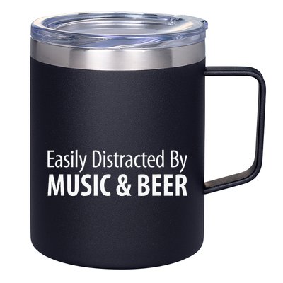 Easily Distracted By Music & Beer 12oz Stainless Steel Coffee Mug