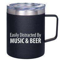 Easily Distracted By Music & Beer 12oz Stainless Steel Coffee Mug