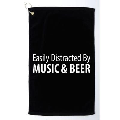 Easily Distracted By Music & Beer Golf Towel