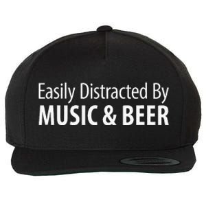 Easily Distracted By Music & Beer Wool Snapback Cap