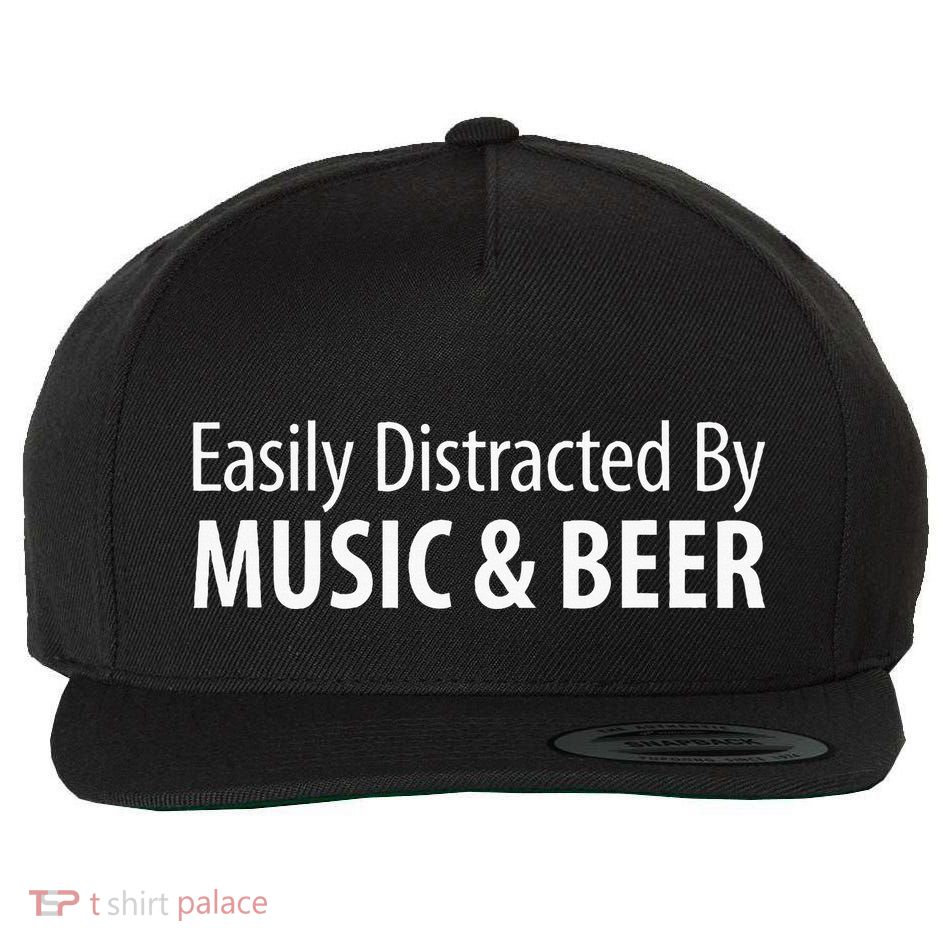 Easily Distracted By Music & Beer Wool Snapback Cap