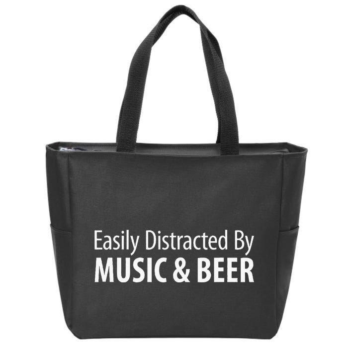 Easily Distracted By Music & Beer Zip Tote Bag