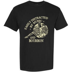 Easily Distracted By Music And Bourbon Skeleton Garment-Dyed Heavyweight T-Shirt