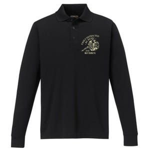 Easily Distracted By Music And Bourbon Skeleton Performance Long Sleeve Polo