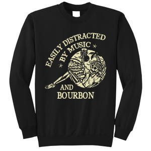 Easily Distracted By Music And Bourbon Skeleton Sweatshirt