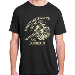 Easily Distracted By Music And Bourbon Skeleton Adult ChromaSoft Performance T-Shirt