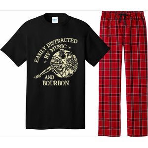 Easily Distracted By Music And Bourbon Skeleton Pajama Set