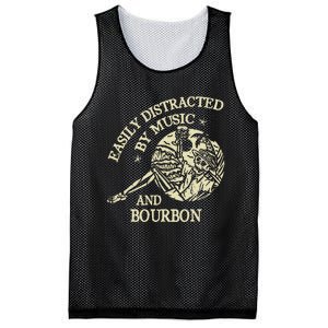 Easily Distracted By Music And Bourbon Skeleton Mesh Reversible Basketball Jersey Tank