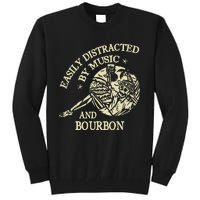 Easily Distracted By Music And Bourbon Skeleton Tall Sweatshirt