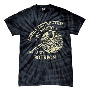 Easily Distracted By Music And Bourbon Skeleton Tie-Dye T-Shirt