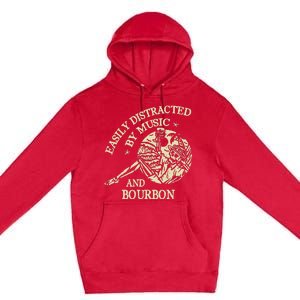 Easily Distracted By Music And Bourbon Skeleton Premium Pullover Hoodie