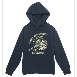 Easily Distracted By Music And Bourbon Skeleton Urban Pullover Hoodie