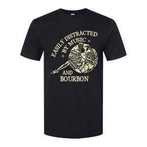 Easily Distracted By Music And Bourbon Skeleton Softstyle CVC T-Shirt