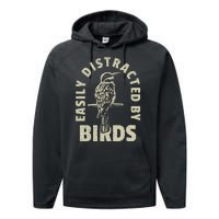 Easily Distracted By Birds Bird Cage Vintage Distress Performance Fleece Hoodie