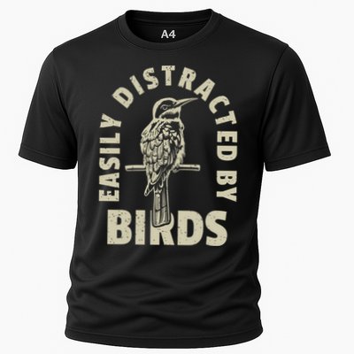 Easily Distracted By Birds Bird Cage Vintage Distress Performance Shirt
