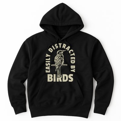 Easily Distracted By Birds Bird Cage Vintage Distress Hoodie