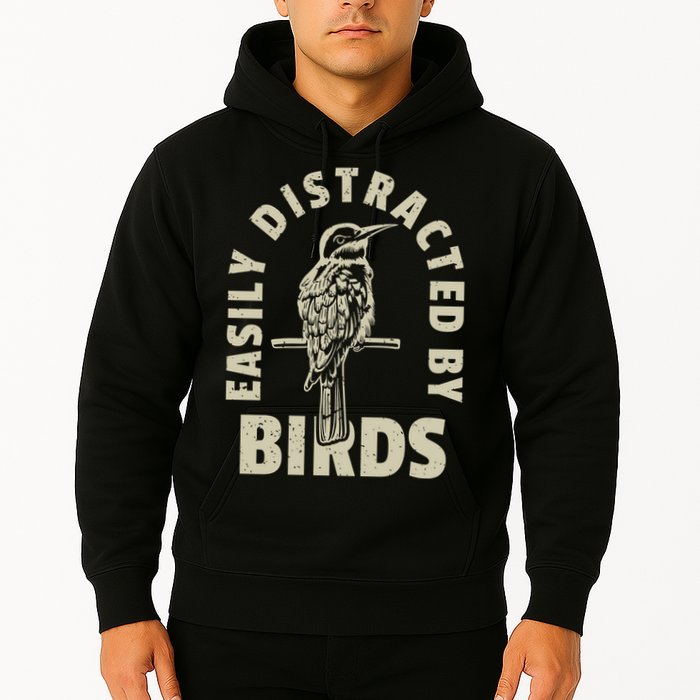 Easily Distracted By Birds Bird Cage Vintage Distress Hoodie