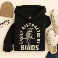 Easily Distracted By Birds Bird Cage Vintage Distress Hoodie