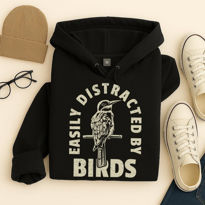 Easily Distracted By Birds Bird Cage Vintage Distress Hoodie