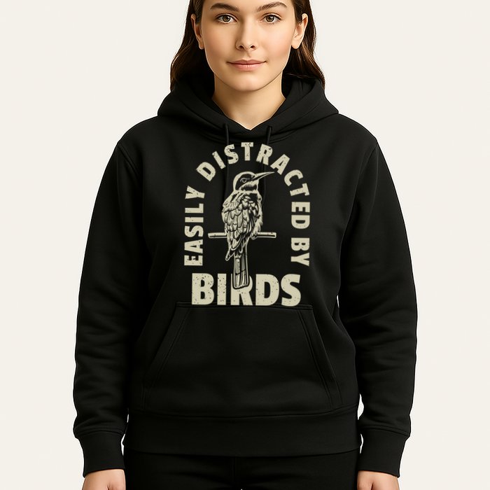 Easily Distracted By Birds Bird Cage Vintage Distress Hoodie