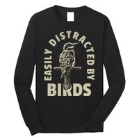 Easily Distracted By Birds Bird Cage Vintage Distress Long Sleeve Shirt