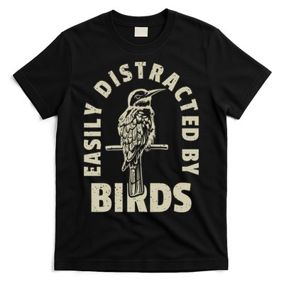 Easily Distracted By Birds Bird Cage Vintage Distress T-Shirt