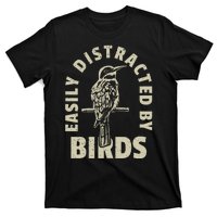 Easily Distracted By Birds Bird Cage Vintage Distress T-Shirt