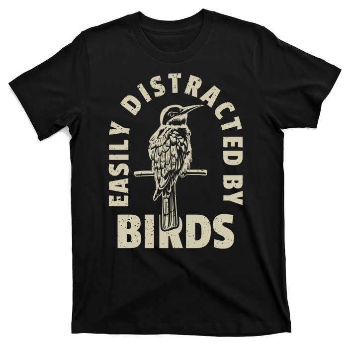 Easily Distracted By Birds Bird Cage Vintage Distress T-Shirt