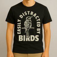Easily Distracted By Birds Bird Cage Vintage Distress T-Shirt