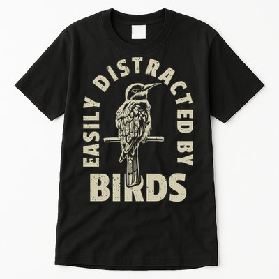 Easily Distracted By Birds Bird Cage Vintage Distress Tall T-Shirt