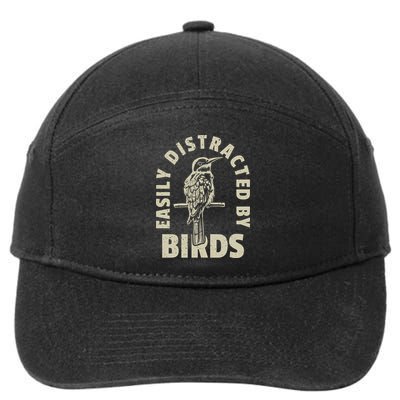 Easily Distracted By Birds Bird Cage Vintage Distress 7-Panel Snapback Hat