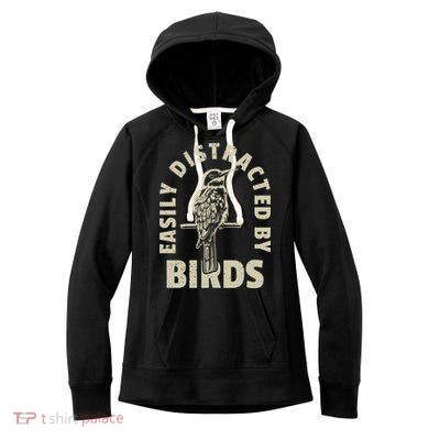 Easily Distracted By Birds Bird Cage Vintage Distress Women's Fleece Hoodie